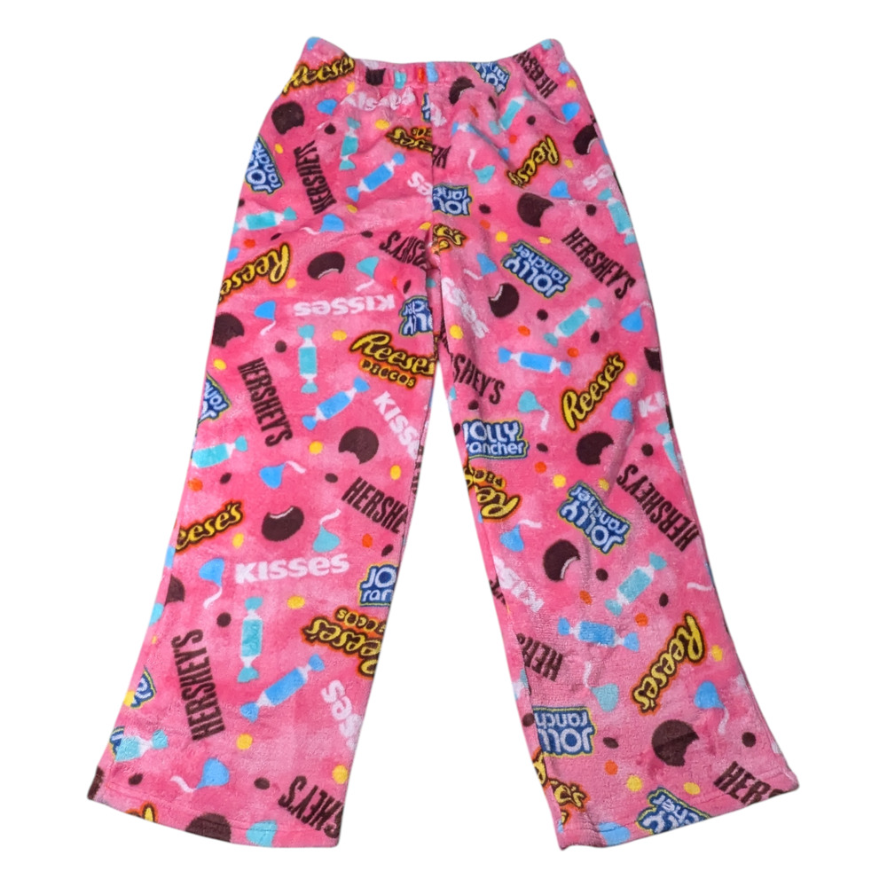 Hershey - Fuzzy Lounge Pants - Pink - Kids L-XL 12/14 Womens XS 0/2- Candy Print